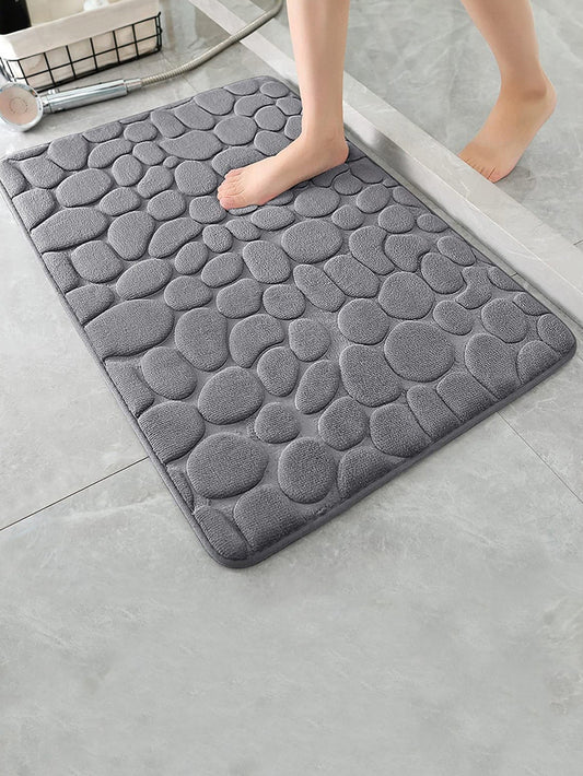 1Pc Gray Absorbent Non-Slip Fiber Pebble Embossed Doorway Rug Doormat or U-Shaped Toilet Mat Home Bathroom Decor Floor Carpet Outdoor Rug Door Mat Summer