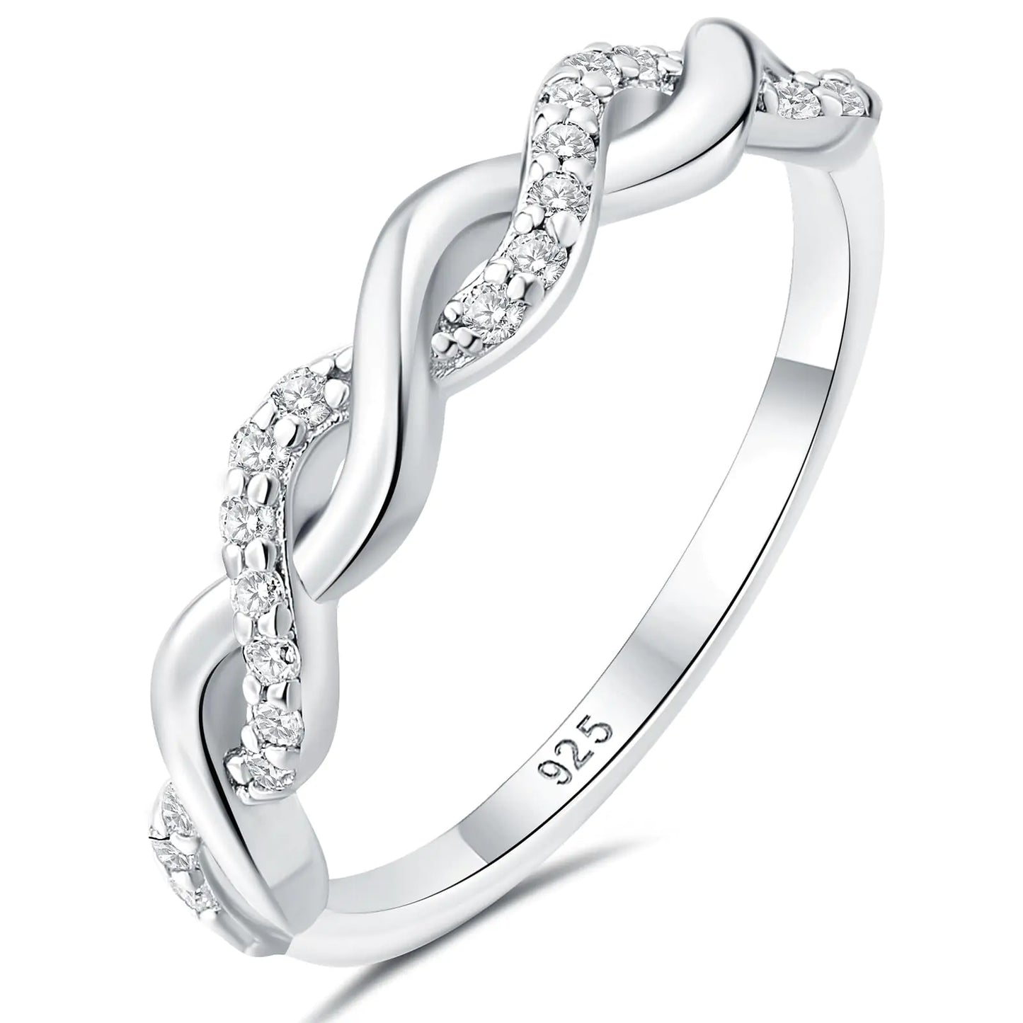 Newshe Jewellery Moissanite Womens Wedding Bands 925 Sterling Silver Anniversary Eternity Band Rings for Her Round Sz 6