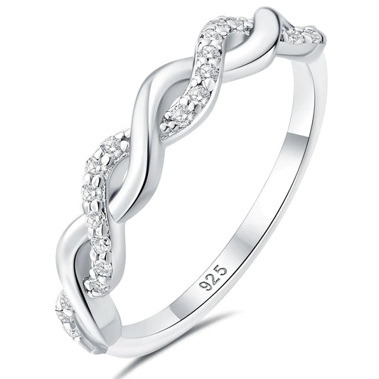 Newshe Jewellery Moissanite Womens Wedding Bands 925 Sterling Silver Anniversary Eternity Band Rings for Her Round Sz 6